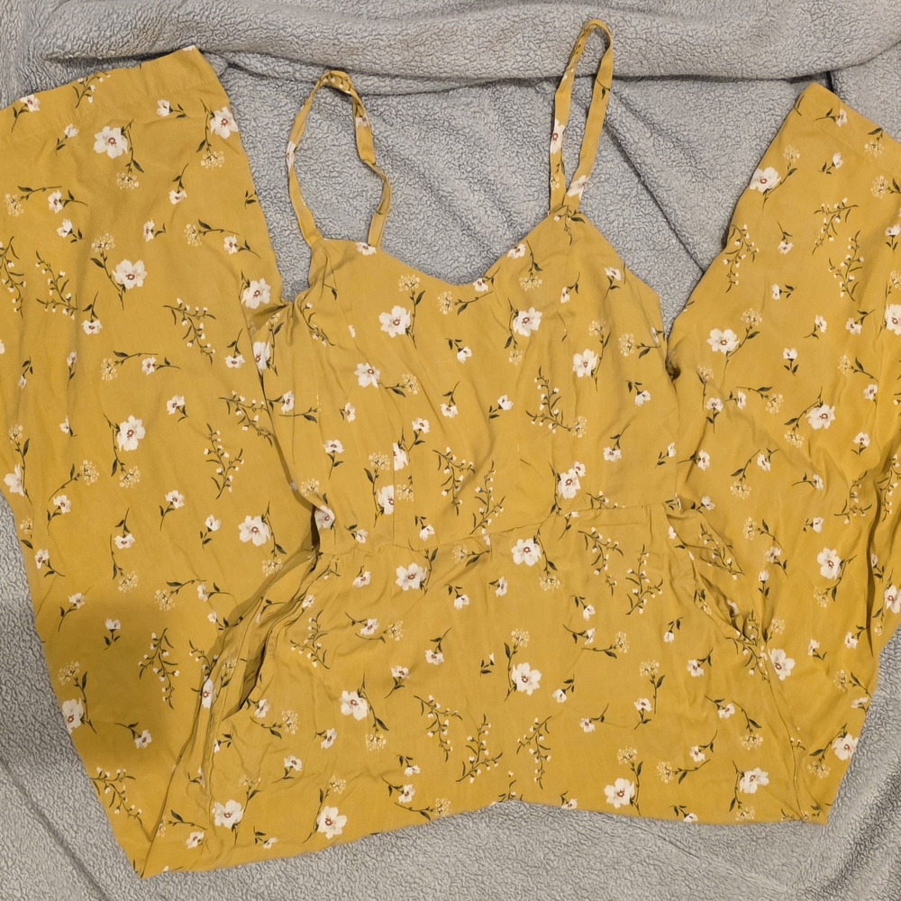 Old Navy Yellow Floral Jumpsuit